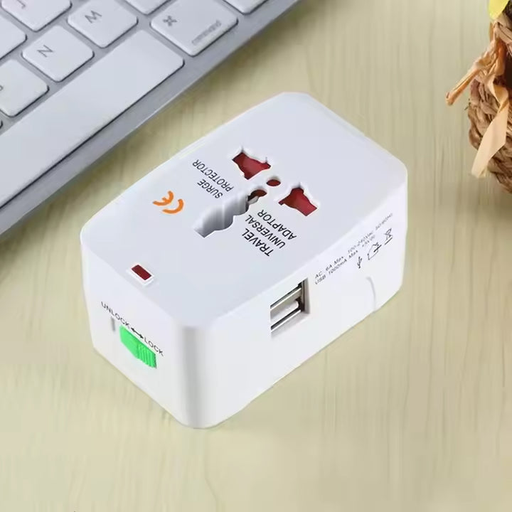 Universal Travel Adapter With Dual Usb Charger Ports - International Multipurpose - Trendex