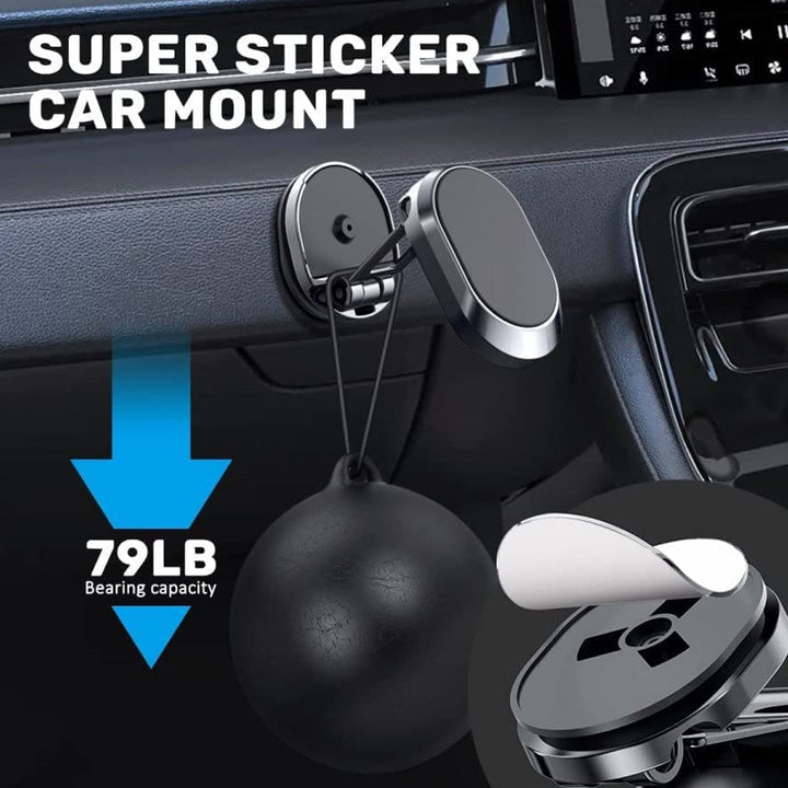 6102 360 Degree Rotating Magnetic Car Phone Holder  Metal Folding Car Phone Holder  New Alloy Folding Magnetic Car Phone Holder (Pack Of 1) - Trendex