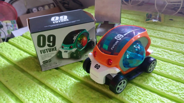 17922 Plastic 360 Degree Rotating Stunt Car Toy For Kids - Bump And Go Action With 4d Lights And Music Plastic Mini Car With Disco Ball (1 Pc  Battery Not Included) - Trendex