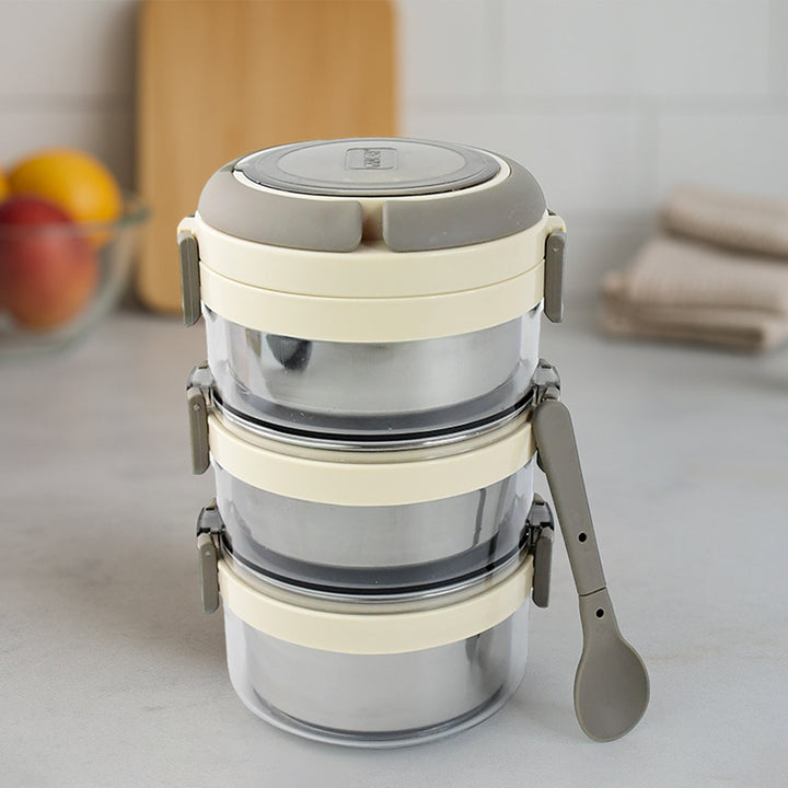 Ganesh Steko-3 Triple Layer Stainless Steel Insulated Lunch Box Set - Trendex
