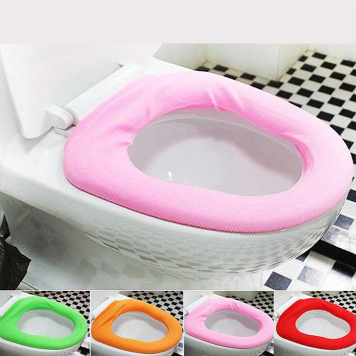 4768 Bathroom Soft Thicker Warmer Stretchable Washable Cloth Toilet Seat Cover Pads (1pc) - Trendex