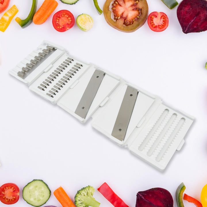 Vegetable Slicer Cutter - 6 Blades Kitchen Accessories Tools  Appliances With Container  Handle (1 Set) - Trendex