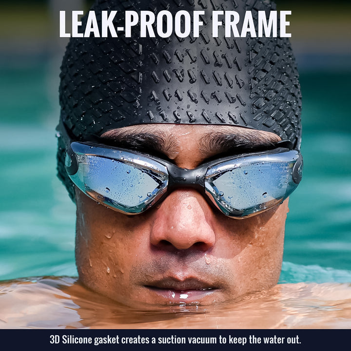 Professional Anti-fog Uv Protection Swimming Goggles With Mirrored Lenses And Earplugs - Trendex