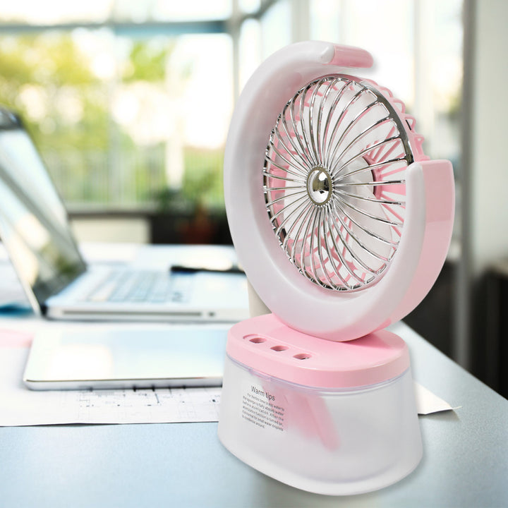 Desktop Fan - Camping Fan With Led Light Portable Humidifying Fan (1 Pc  Plug  Play Fan) - Trendex