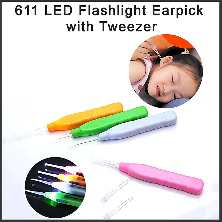 Pink Led Flashlight Earpick With Tweezer (1 Pc) - Trendex