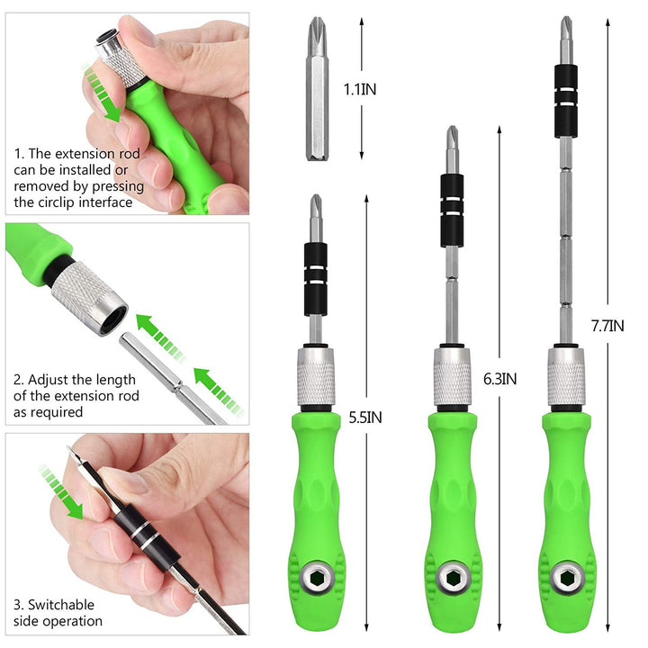 1557 32 In 1 Mini Screwdriver Bits Set With Magnetic Flexible Extension Rod - Trendex