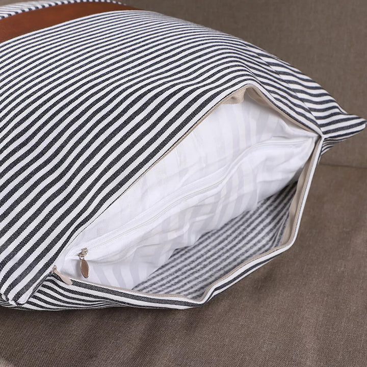 Pillow Covers Leather  Cotton Cushion Covers (16  16 Inch  1 Pair  2 Pc) - Trendex