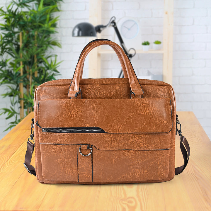 Premium Faux Leather Multipurpose Messenger Briefcase With Shoulder Strap (1 Pc) - Trendex