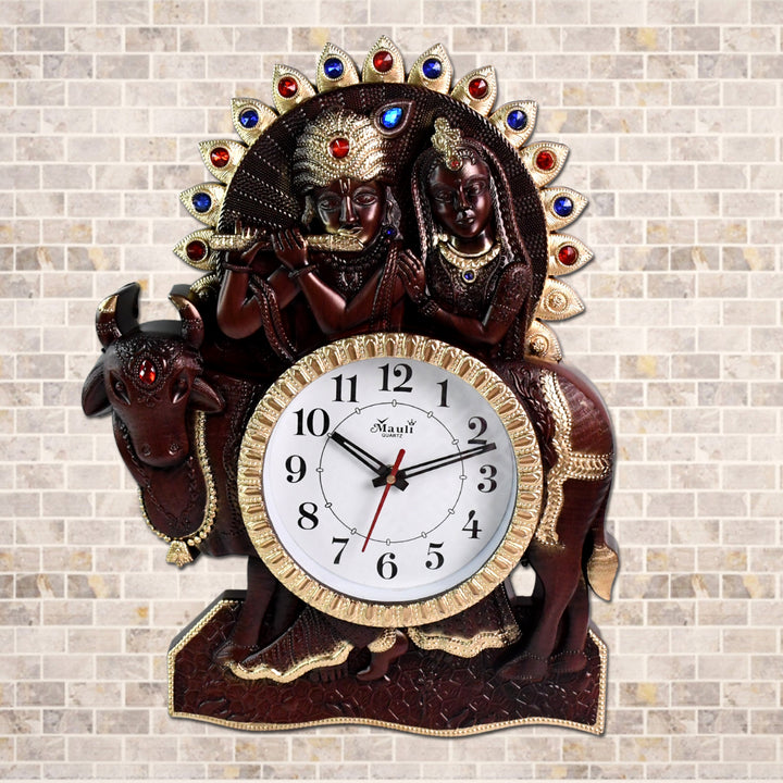 Analog Latest Stylish New Models Wall Clock With God Radha Kishan Frame - Trendex