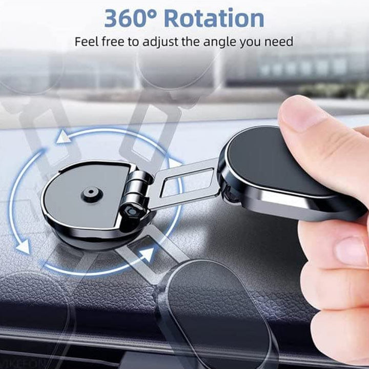 6102 360 Degree Rotating Magnetic Car Phone Holder  Metal Folding Car Phone Holder  New Alloy Folding Magnetic Car Phone Holder (Pack Of 1) - Trendex