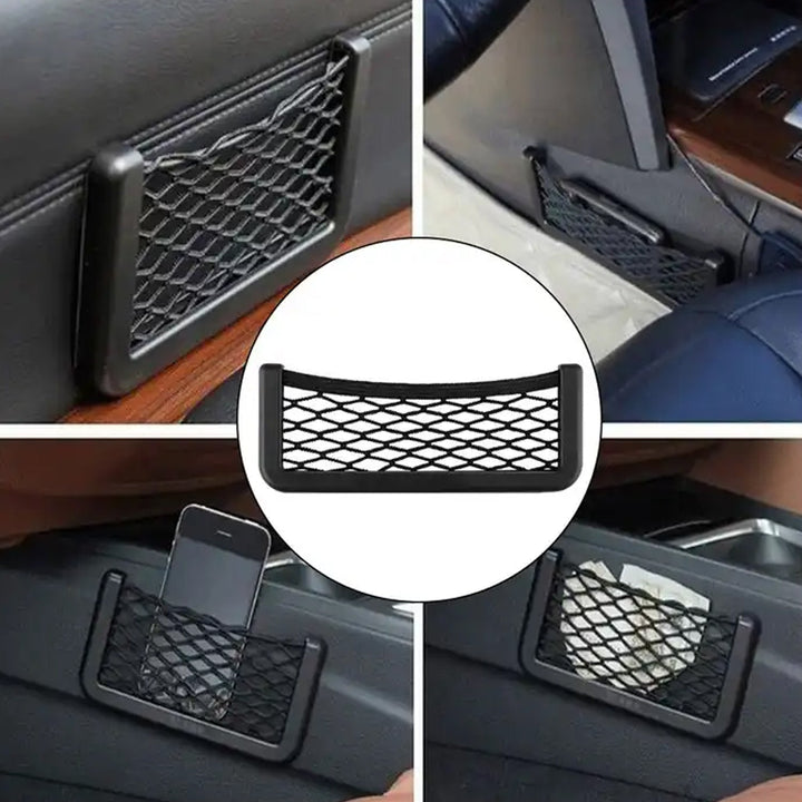 Car Storage Organize Car String Bag Car Seat Side Storage Net Bag Mesh Pocket Organizer Stick-on For Purse Bag Phone - Trendex