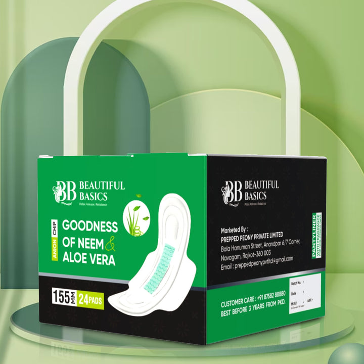 0984 Sanitary Pads For Women With Goodness Of Neem  Aloe Vera  Ultra Thin  Leakage Protection  Ph Balance  With Antibacterial Anion Chip  (155 Mm  24 Pads) - Trendex