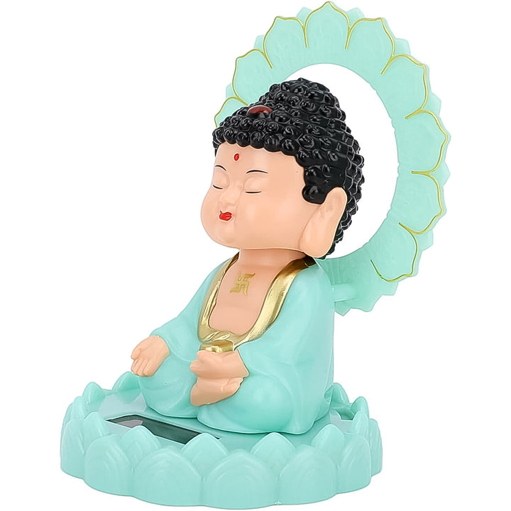 Plastic Solar Powered Moving Head Sitting Action Buddha Statue (1 Pc) - Trendex