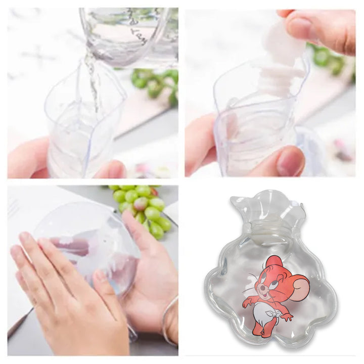6542 Mix Transparent Multi Design Small Hot Water Bag With Cover For Pain Relief Neck Shoulder Pain And Hand Feet Warmer Menstrual Cramps. - Trendex