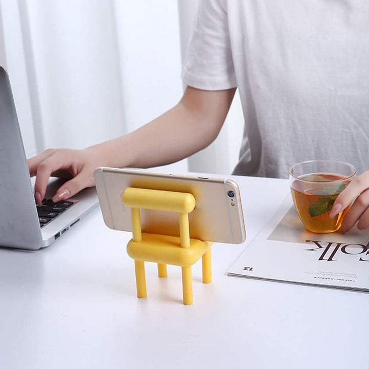 Mobile Phone Holder Mini Chair Cell Phone Stand Portable Smartphone Dock Cellphone Holder For Desktop Design Compatible With All Mobile Phones (1 Pc) - Trendex