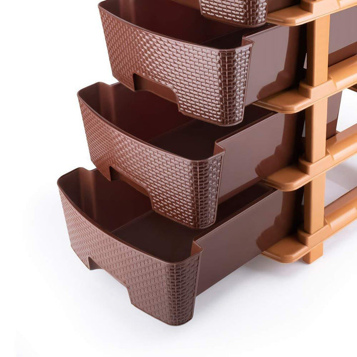 1151 5tier Plastic Modular Drawer System For Multiple Use (Brown Colour) - Trendex