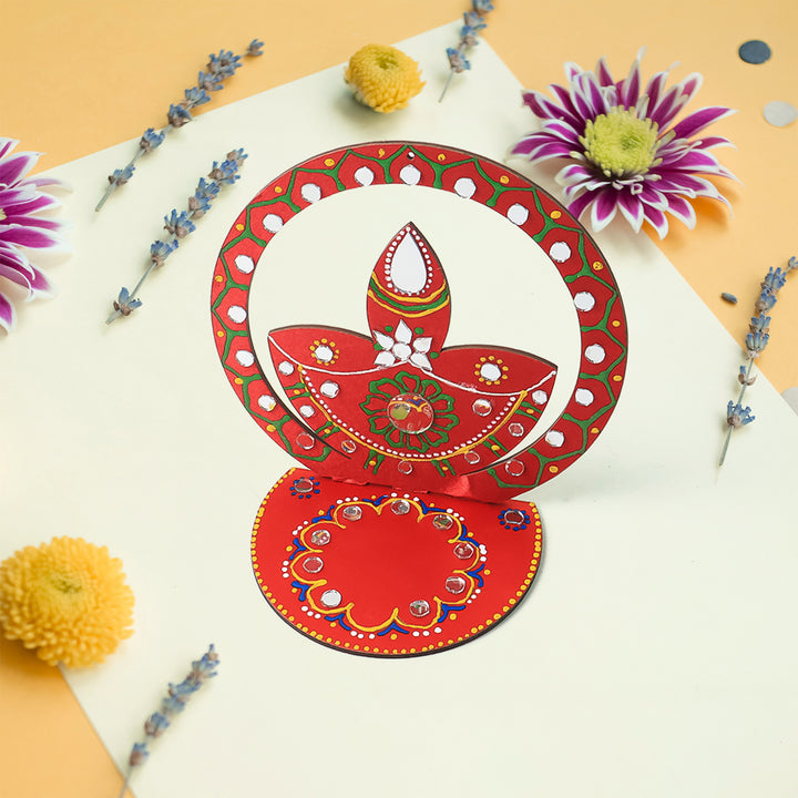 Handcrafted Wooden Decorative Diya Stand (1 Pc) - Trendex
