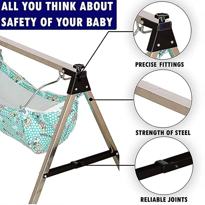 Baby Boys And Girls Portable Folding Swing Stainless Steel Stand (1 Pc) - Trendex