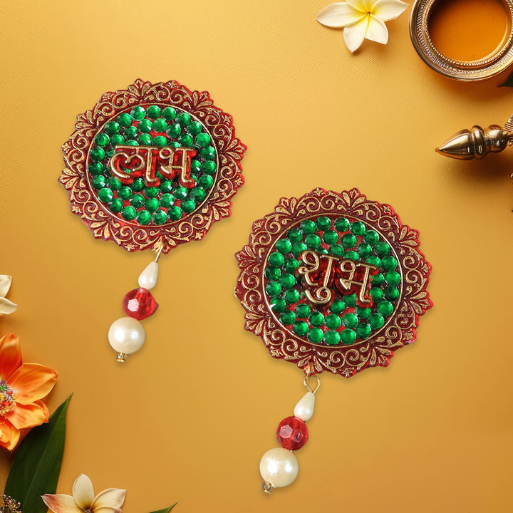 Shubh Labh Beaded Decorative Door Hanging (2 Pc) - Trendex