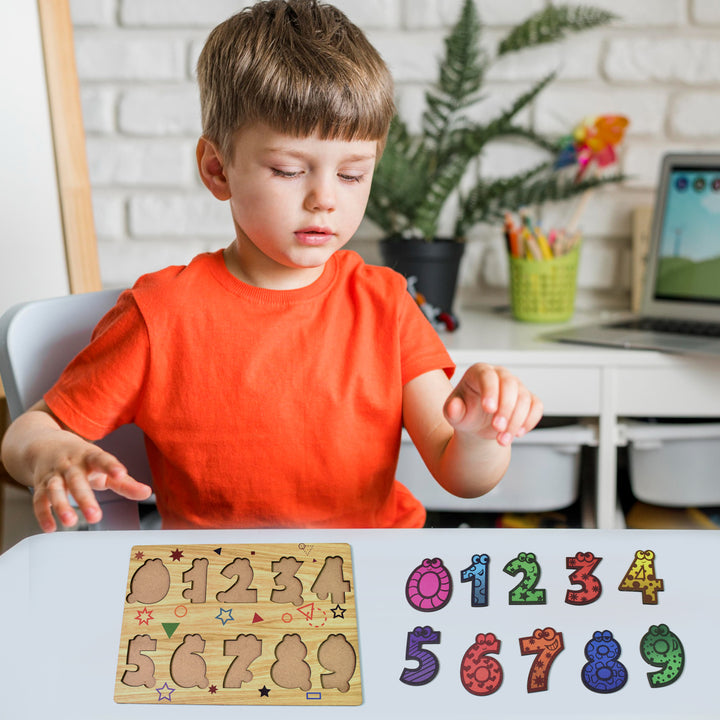 Wooden Number Puzzle Learning Educational Board (1 Set  2820 Cm) - Trendex