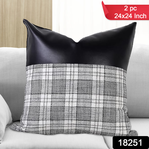 Pillow Covers Cushion Cases Soft Leather And Cotton (23  22 Inch  1 Pair  2 Pc) - Trendex