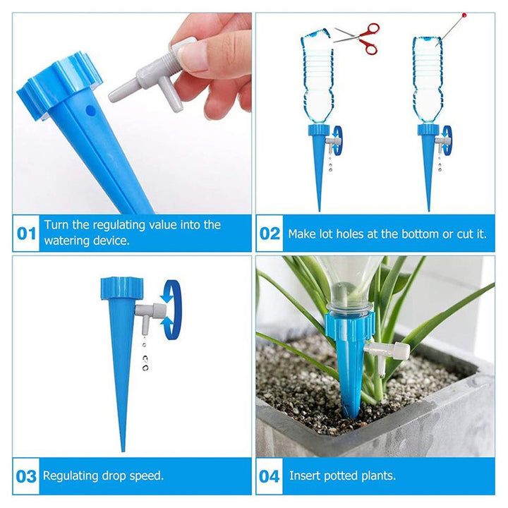 Plant Watering Spikes Self Watering Spikes Water Dripper For Plants Adjustable Plant Watering Devices With Slow Release Control Valve Switch - Trendex