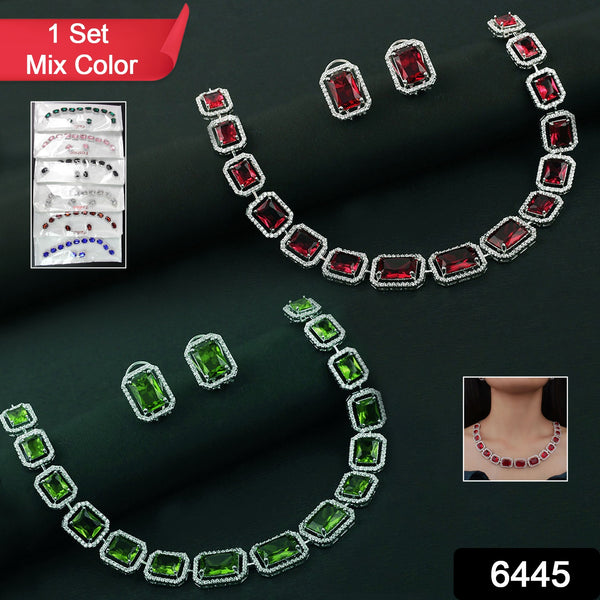 Diamond Necklace And Earrings Set (1 Set  Mix Color) - Trendex