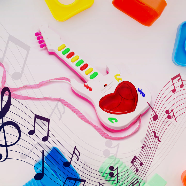 4464 Battery Operated Musical Instruments Mini Guitar Toys And Light For 3+years Old Kids. - Trendex