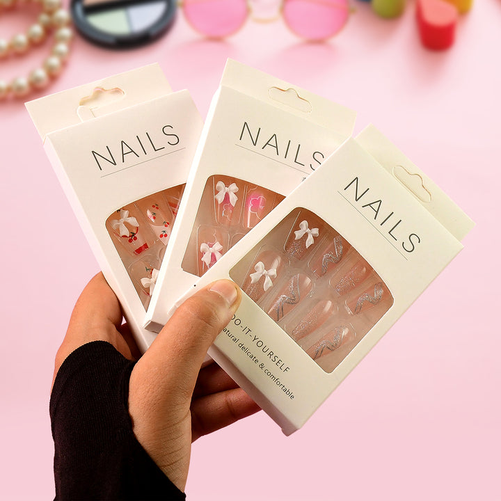 Reusable Press-on Artificial Nails With Adhesive Stickers (12 Pc) - Trendex