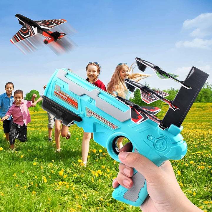 4710 Airplane Launcher Gun Toy With Foam Glider Planes Outdoor Games For Children Best Aeroplane Toys For Kids Air Battle Gun Toys  ( 5 Plane Include ) - Trendex
