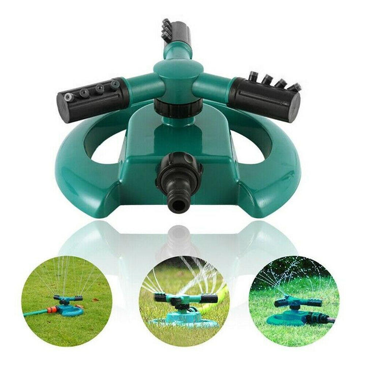 1677 3 Arm 360 Sector Rotating Water Sprinkler Garden Pipe Hose Irrigation Yard - Trendex