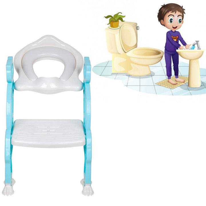 8492 2 In 1 Potty Training Toilet Seat With Step Stool Ladder For Boy And Girl Baby Toddler Kid Childrens Toilet Training Seat Chair With Soft Padded Seat And Sturdy Non-slip Wide Step Make Potty Easier For Your Kids (Multi-color) - Trendex