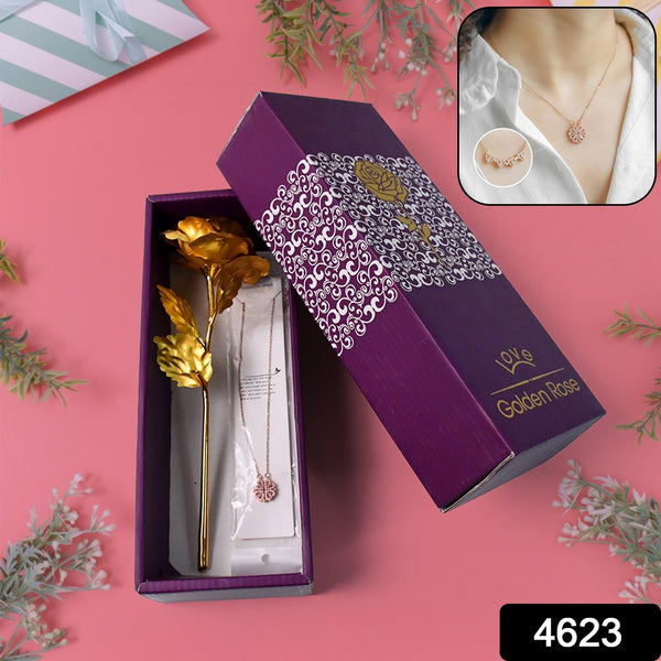 Golden Rose  Necklace Set Perfect Gift Set - Trendex