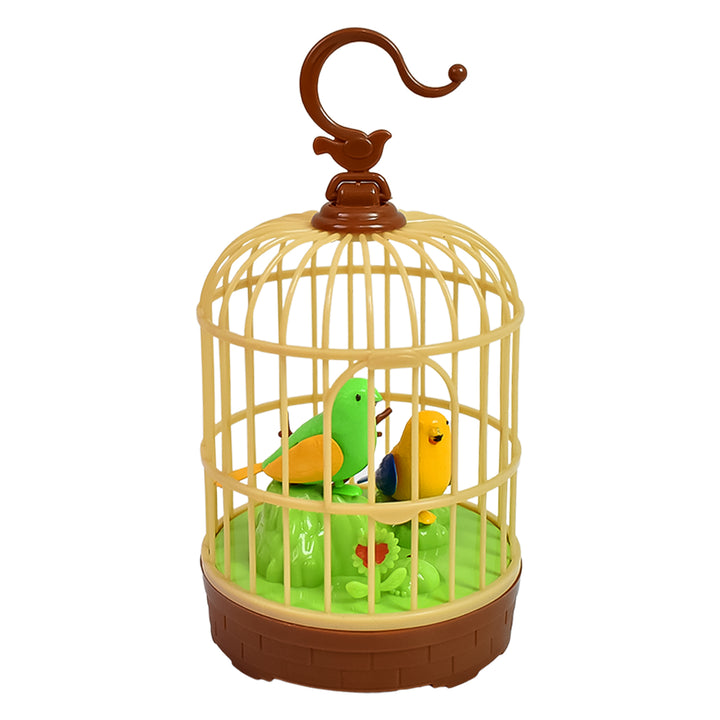 Sound Activated Chirping Bird In Hanging Cage Beautiful Pinjra Bird Toy (1 Pc  Battery Not Operated) - Trendex