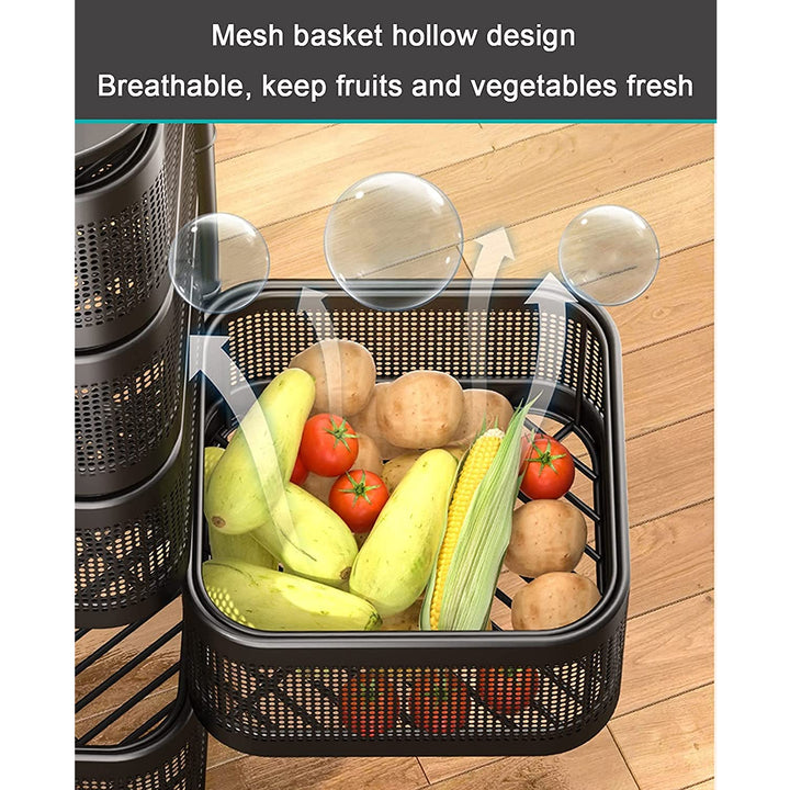 Metal High Qaulity Kitchen Trolley Kitchen Organizer Items And Kitchen Accessories Items For Kitchen Rack Square Design For Fruits  Vegetable Onion Storage Kitchen Trolley With Wheels (4 Layer  3 Layer) - Trendex