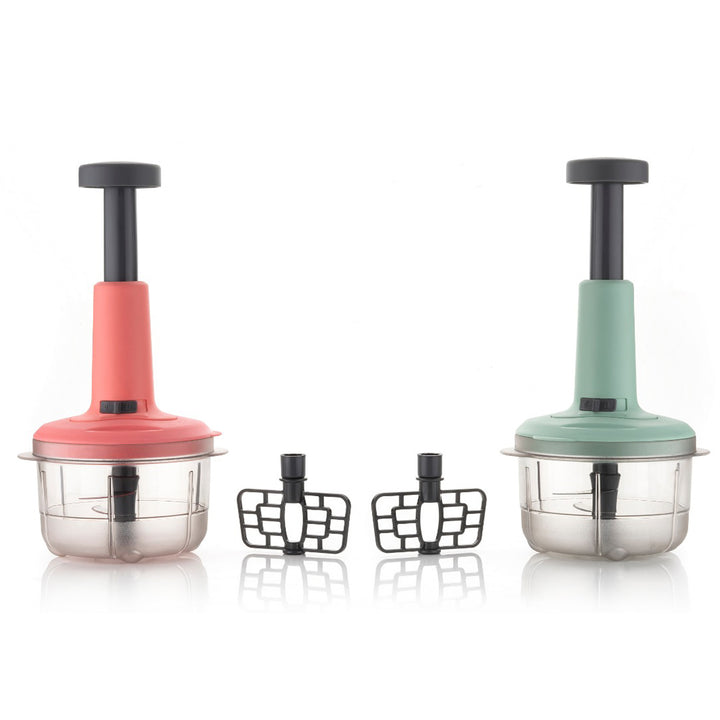 5102 2in1 Push Chopper 800ml Stainless Steel Blade Quick  Powerful Manual Hand Held Food Chopper To Chop  Cut Fruits Vegetables Herbs Onions For Salsa Salad - Trendex