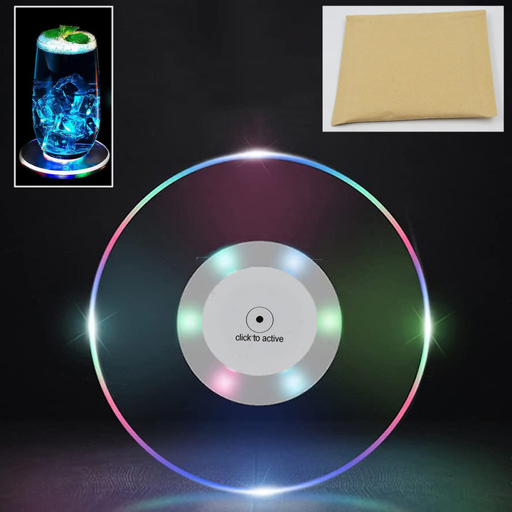 Colorful Led Cocktail Coaster Round Ultra-thin Led Drink Coaster (1 Pc) - Trendex