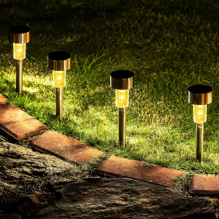 Solar-powered Stainless Steel Garden Pathway Lights 31x4 Cm (2 Pc) - Trendex