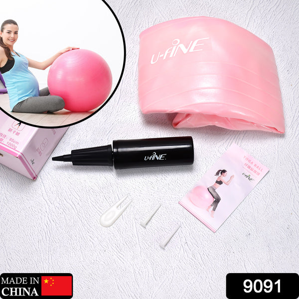 9091 Anti Burst 65 Cm Exercise Ball With Inflation Pump Non-slip Gym Ball For Yoga Pilates Core Training Exercises At Home And Gym- Suitable For Men And Women - Trendex