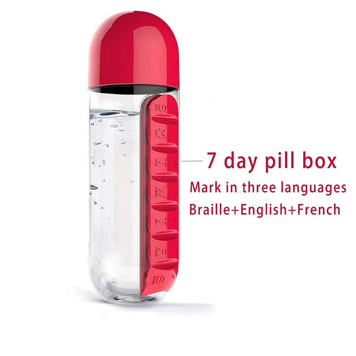 Water Bottle With Built-in 7-day Pill Organizer Approx 900ml (1 Pc) - Trendex