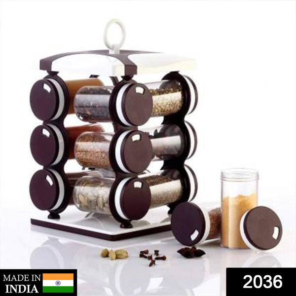 2036 Spice Jar Set - Food Grade Plastic 12pcs Spice Jar (Brown Box) - Trendex