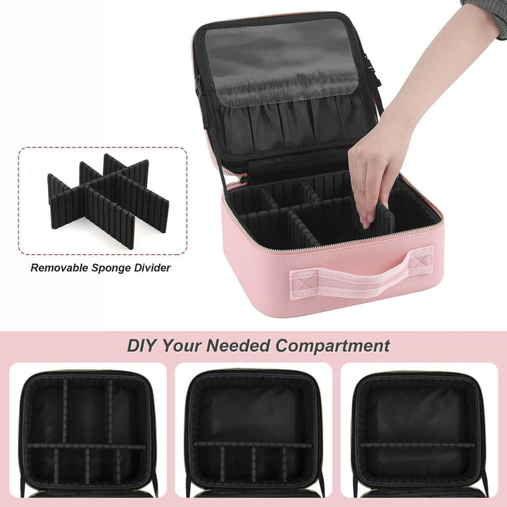 Pink Premium Led Light Makeup Organizer Box (1 Pc) - Trendex