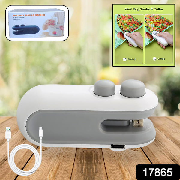 17865 Mini Bag Sealer 2 In 1 Seal  Cutter Heat Sealers Type-c Usb Charging Portable Bag Reseller Handle Food Sealer Sealing Machine For Food Storage Plastic Bags Snacks Keep Food Fresh - Trendex