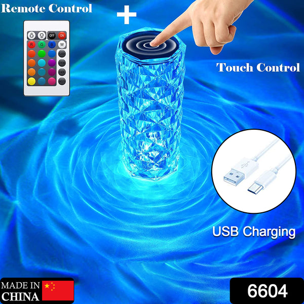 6604 Crystal Touch Night Light (16 Colors) - Rose Diamond Table Lamp With Remote Control Usb Table Lamp Romantic Date Lighting Decor For Festival Bedroom Dining Room - Trendex