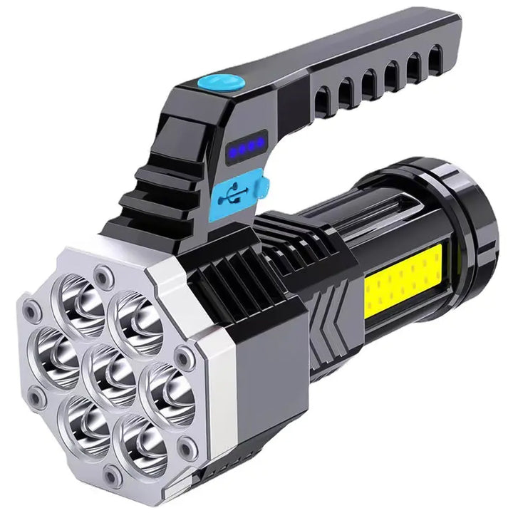 Portable Flashlight  Torch  Cob 7led Hand Light Usb Rechargeable Light With Side Light (1 Pc) - Trendex