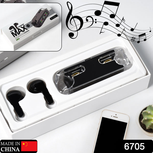 6705 Earphones With Touch Control Black Bluetooth M12 Max  Wireless Technology Stereo Sound Made With High-end Material - Trendex