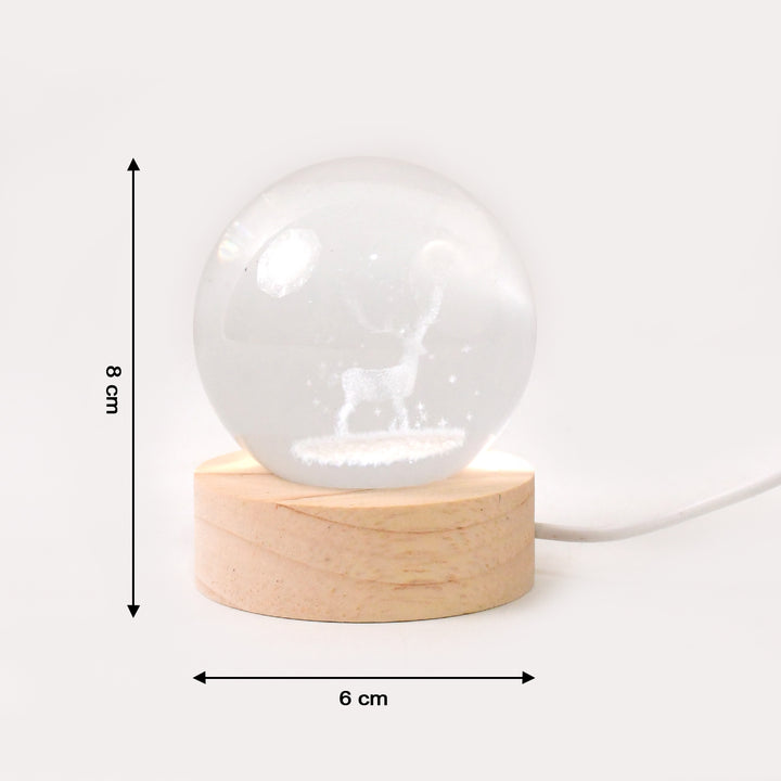 Mela Crystal Ball Night Light Glass Ball Night Lamp With Wood Base - Trendex