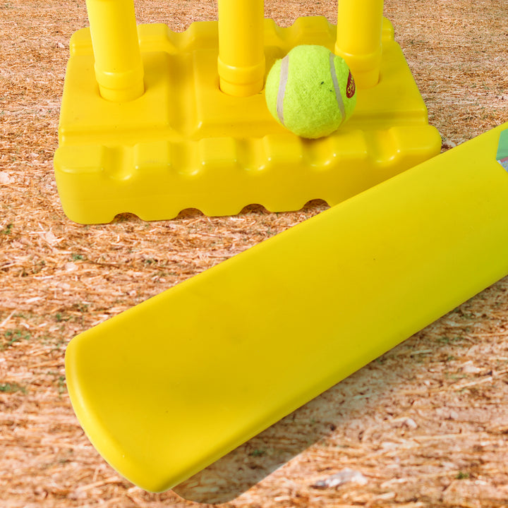 Big Cricket Kit Cricket Set With 1 Cricket Bat 1 Rubber Ball Bails 3 Stumps With Stand Base - Trendex