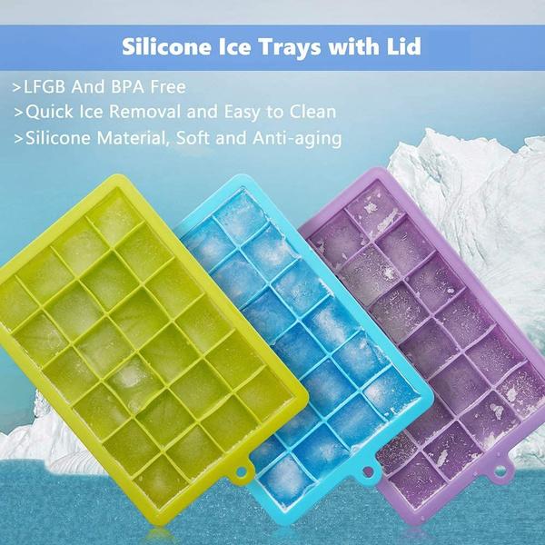 1144  Silicone Ice Cube Trays 24 Cavity Per Ice Tray Multicolour - Trendex