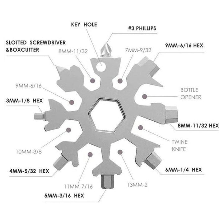 1787 Snowflake Multi-tool Stainless Steel Snowflake Bottle Opener - Trendex